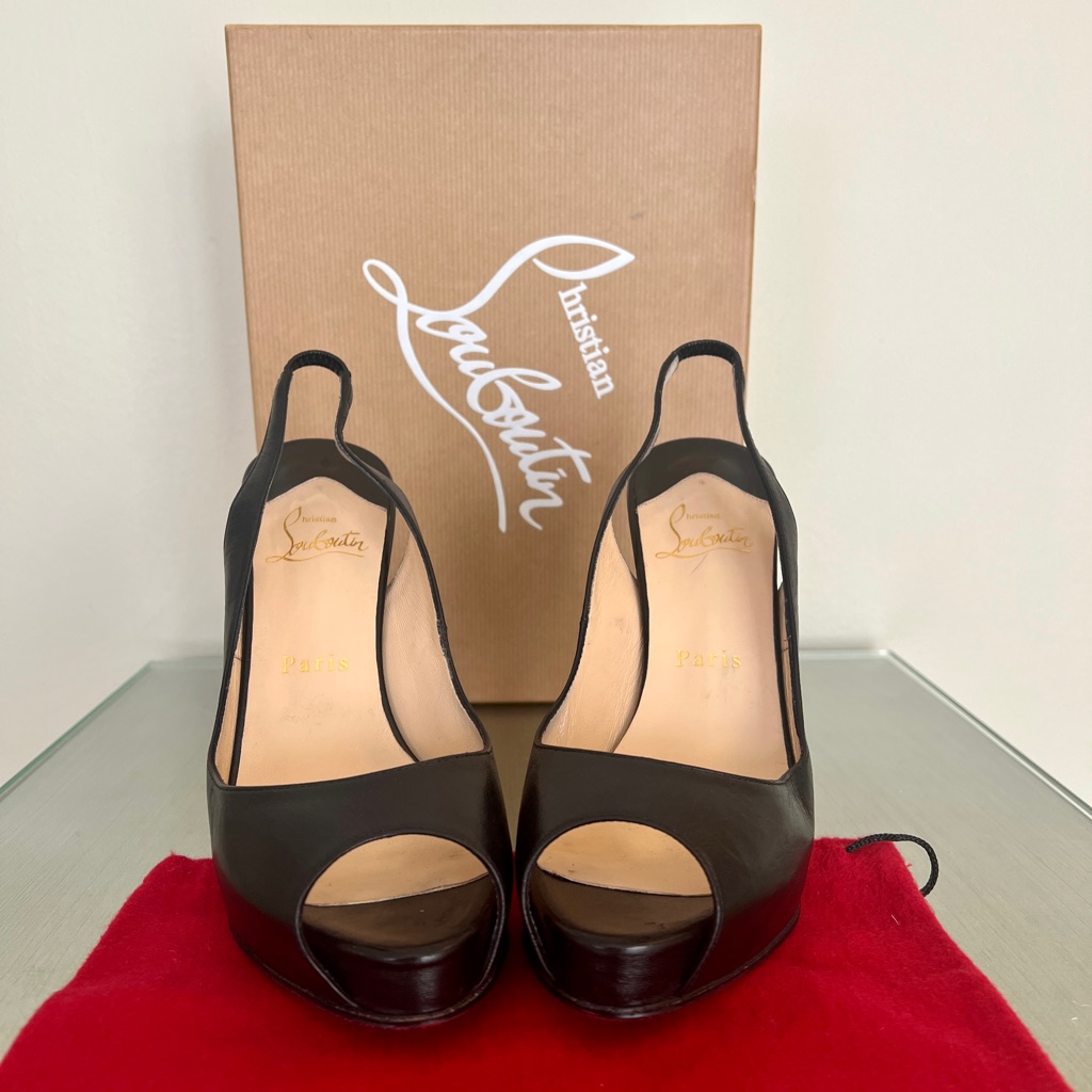 Christian Louboutin Black Prive 120 Peep Toe Size 38 (8)